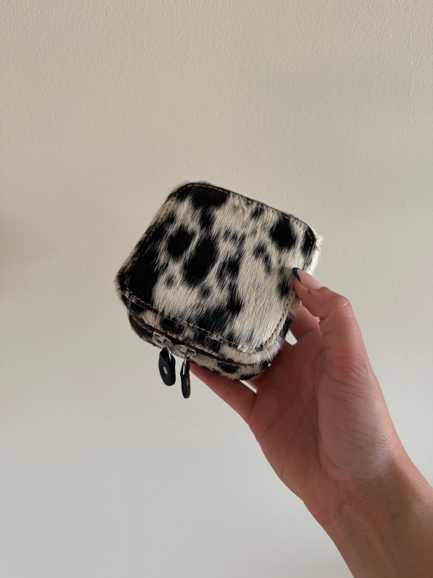 Black + White Cowhide Jewelry Box