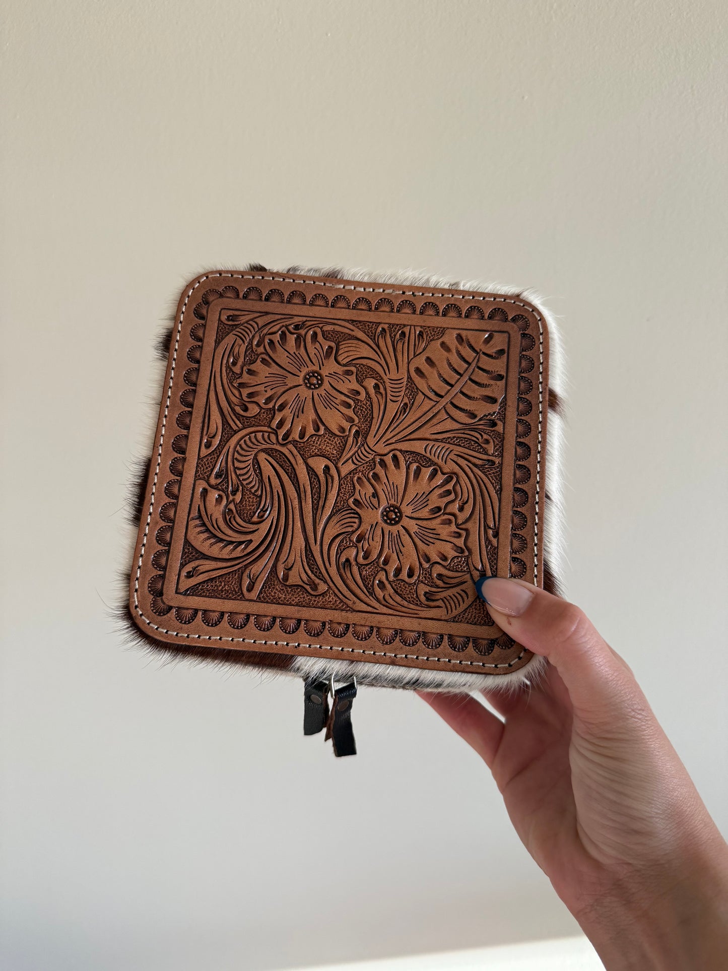 Brown Tooled Top Jewelry Box