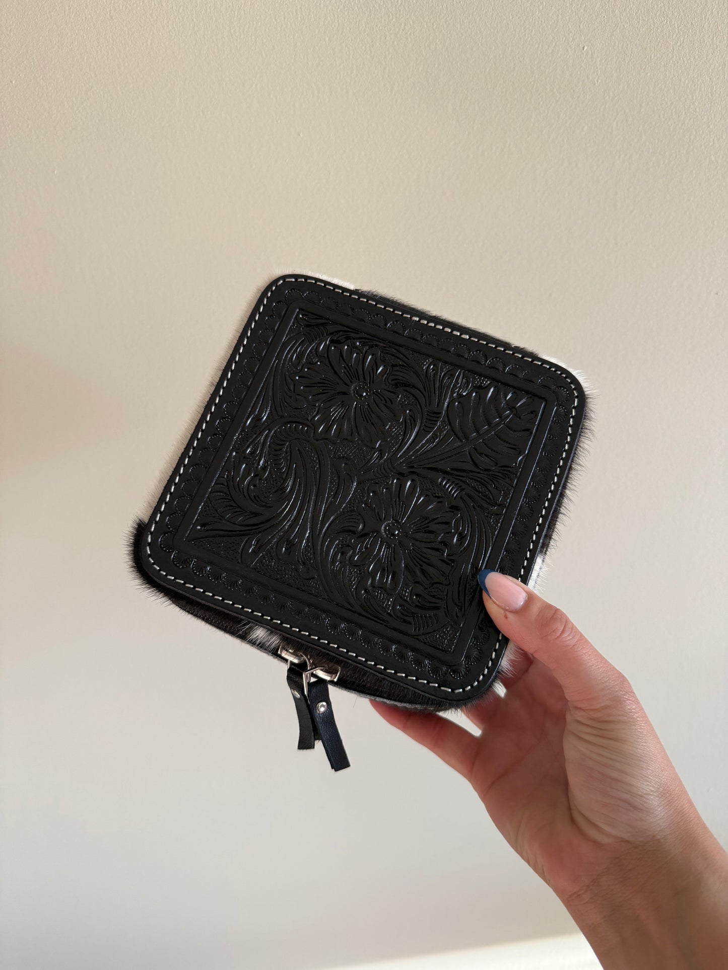 Black Tooled Top Jewelry Box