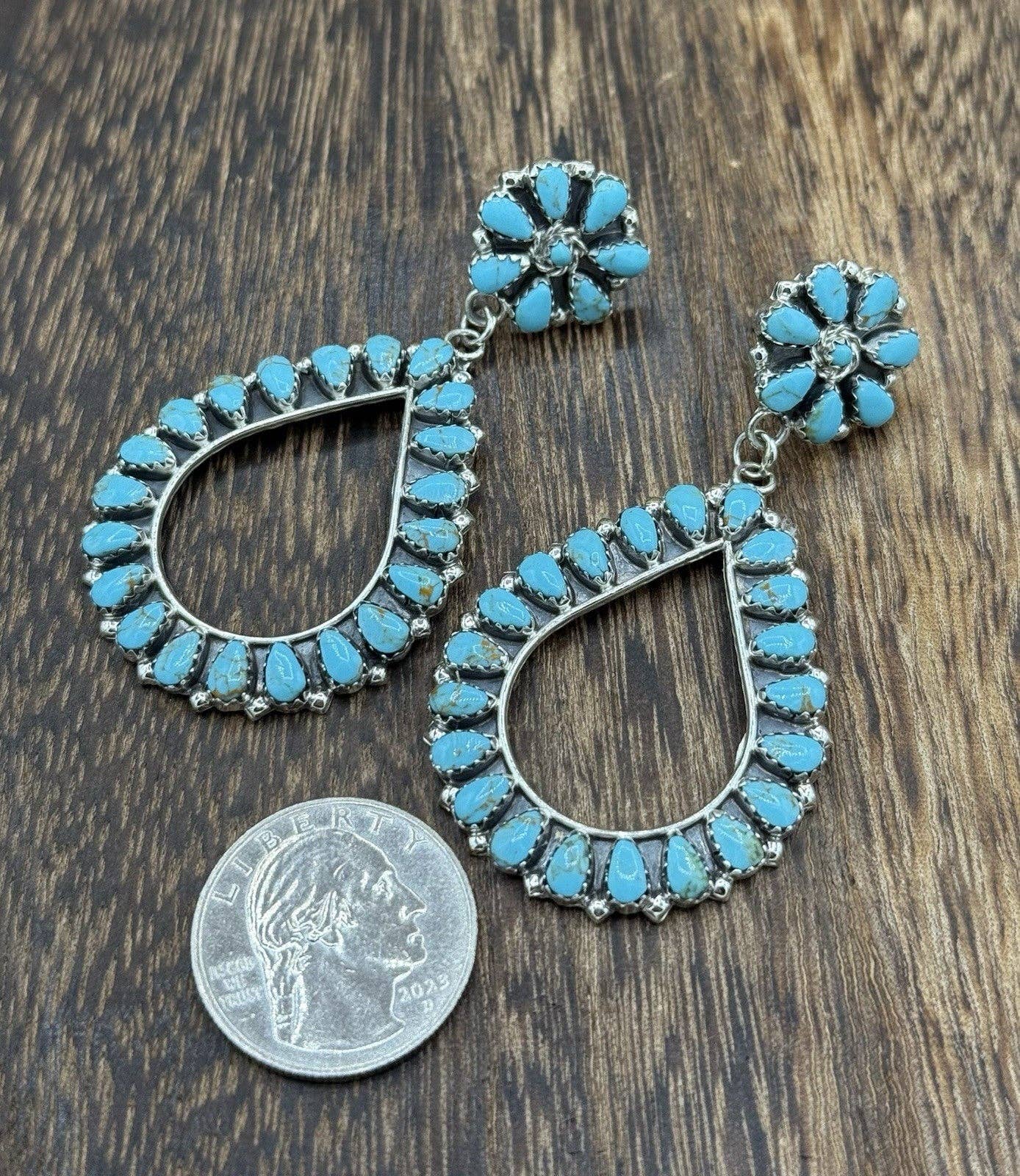 Turquoise Cluster Drop Earrings