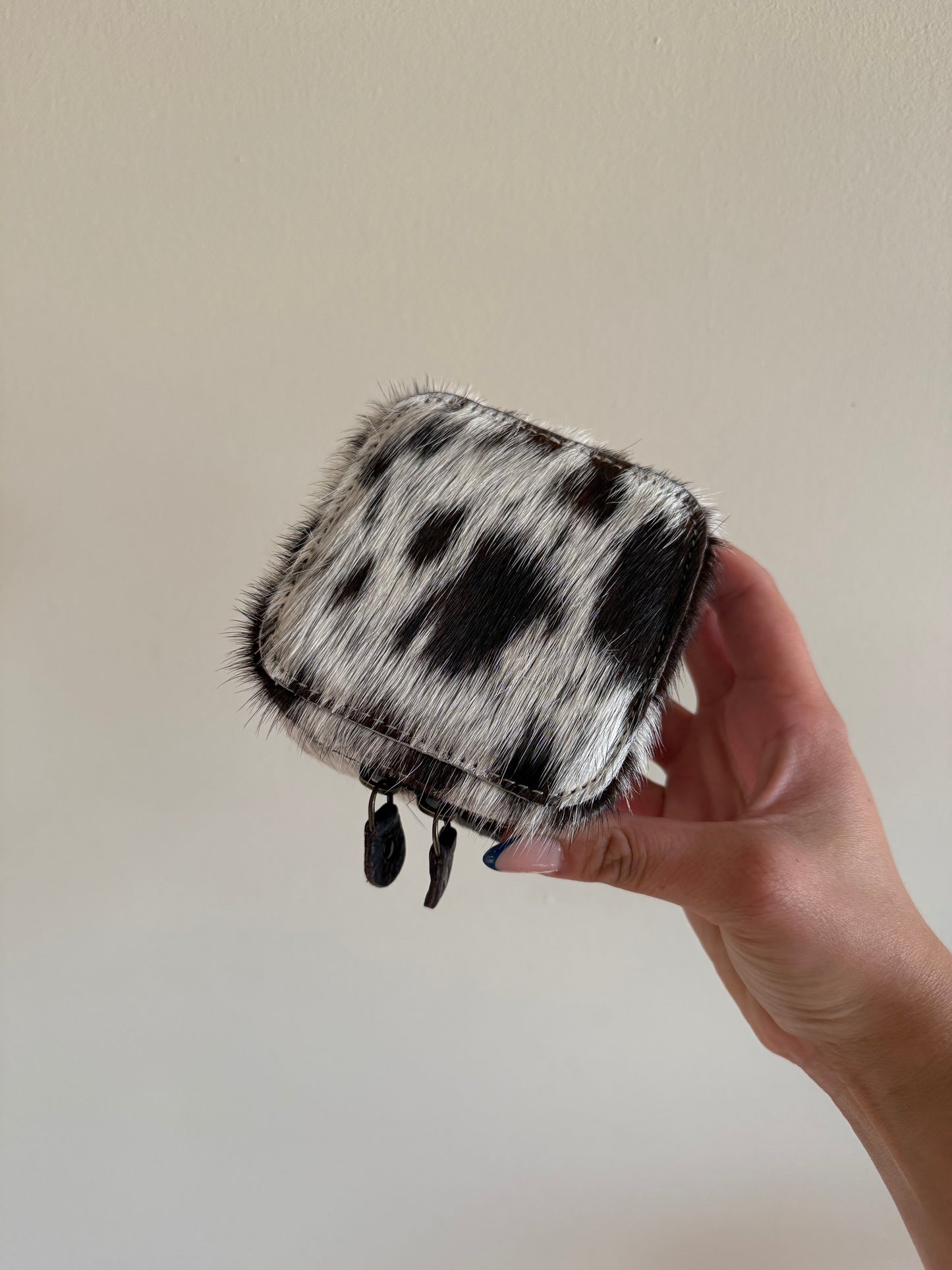 Brown + White Cowhide Jewelry Box