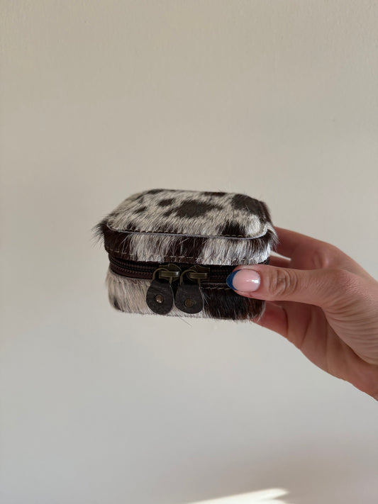 Brown + White Cowhide Jewelry Box
