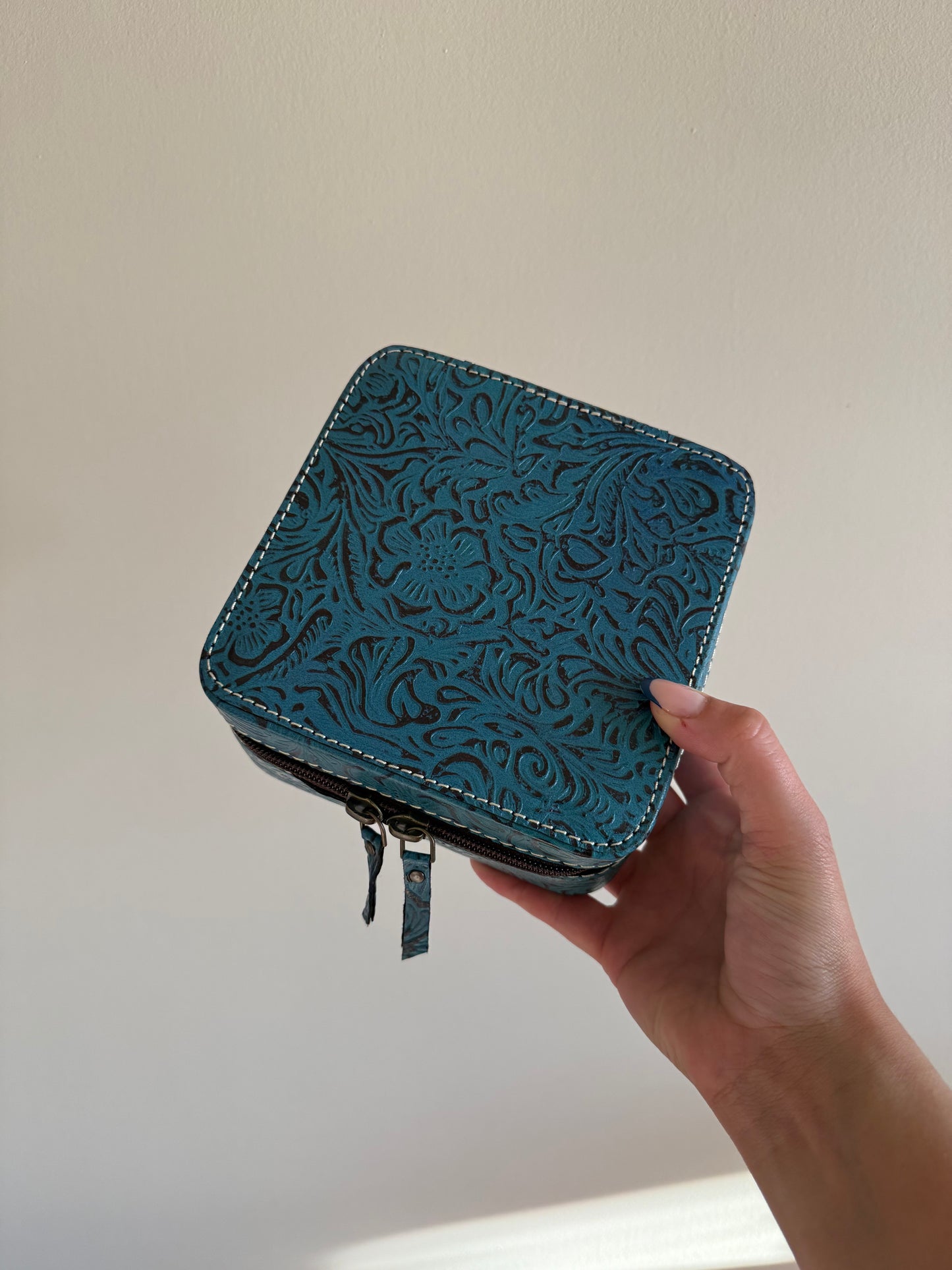 Turquoise Tooled Jewelry Box