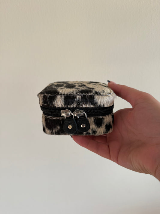 Black + White Cowhide Jewelry Box