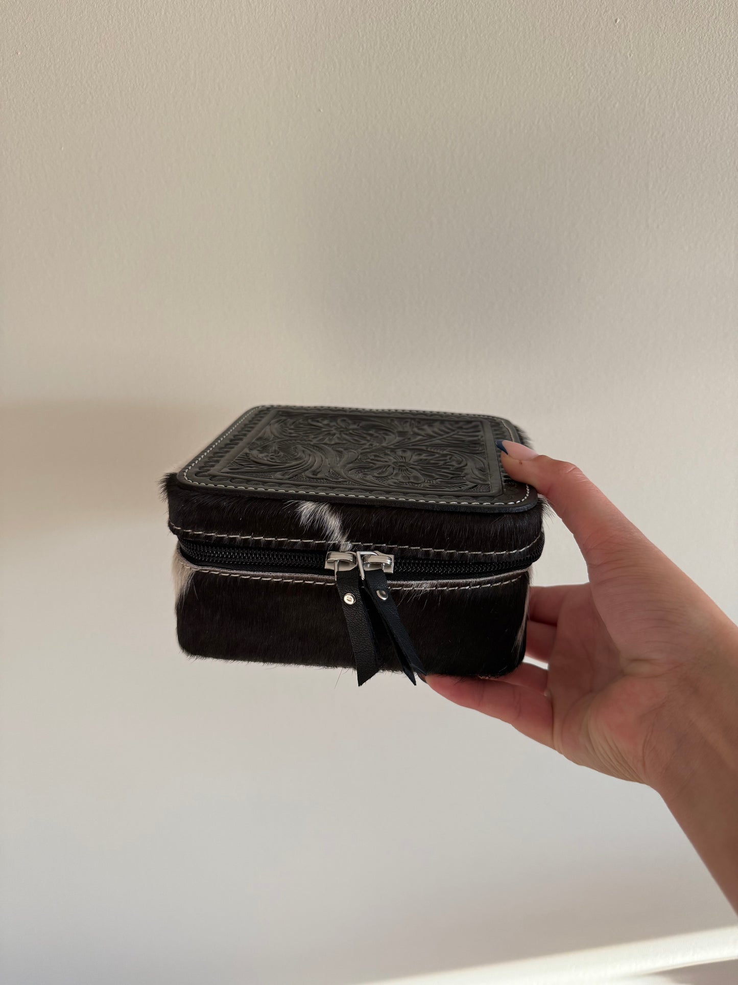 Black Tooled Top Jewelry Box
