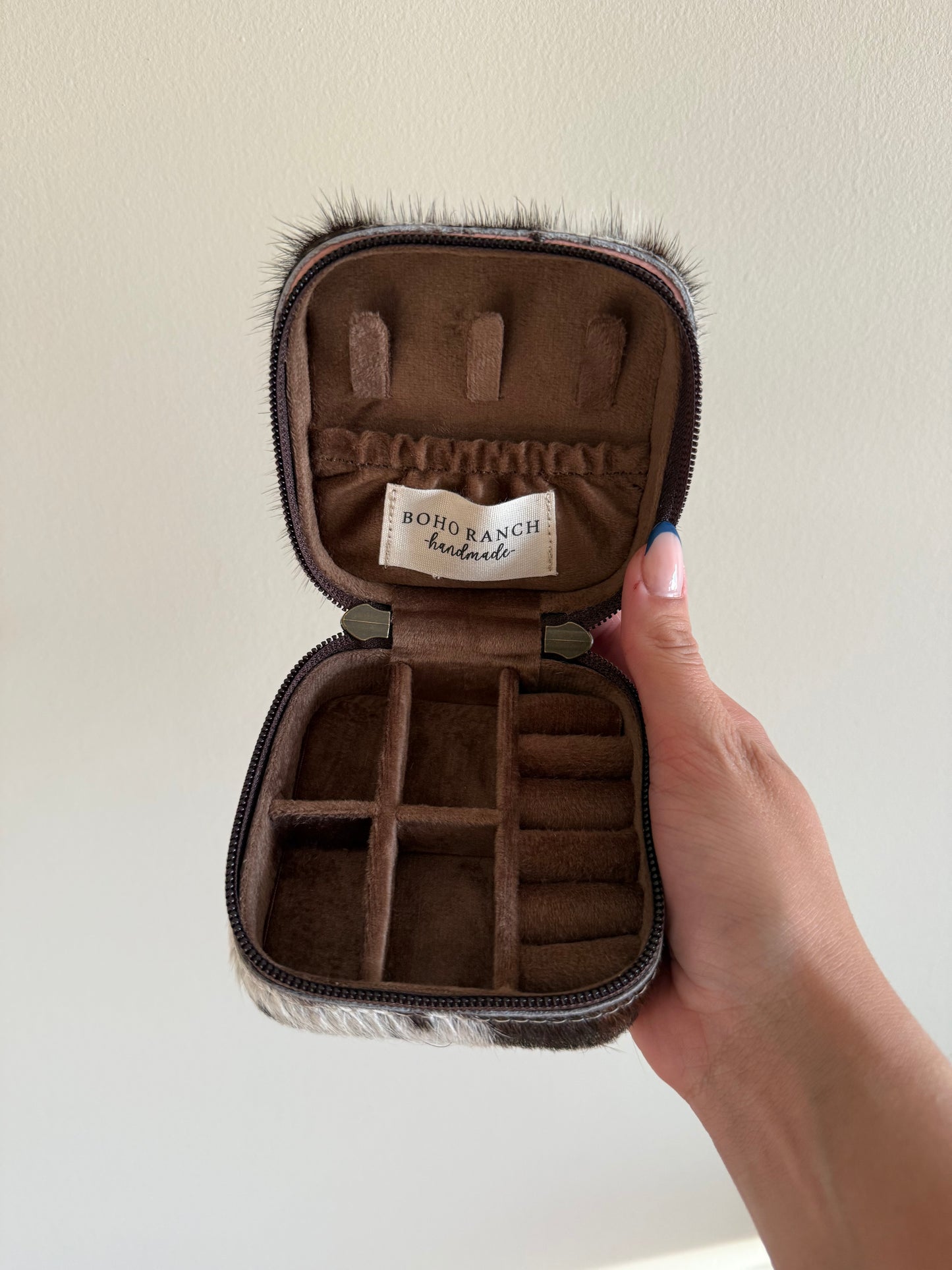 Brown + White Cowhide Jewelry Box