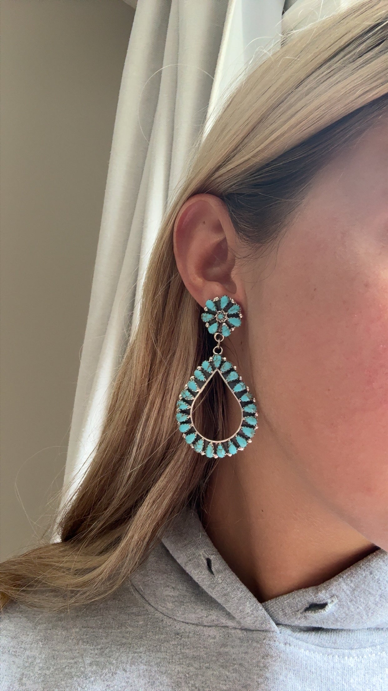Turquoise Cluster Drop Earrings