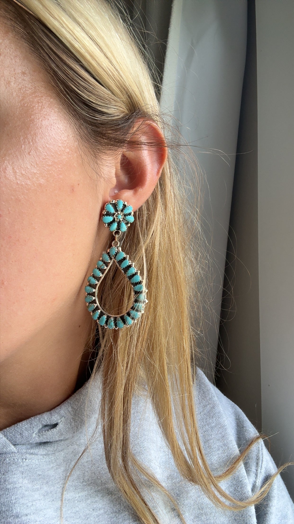 Turquoise Cluster Drop Earrings