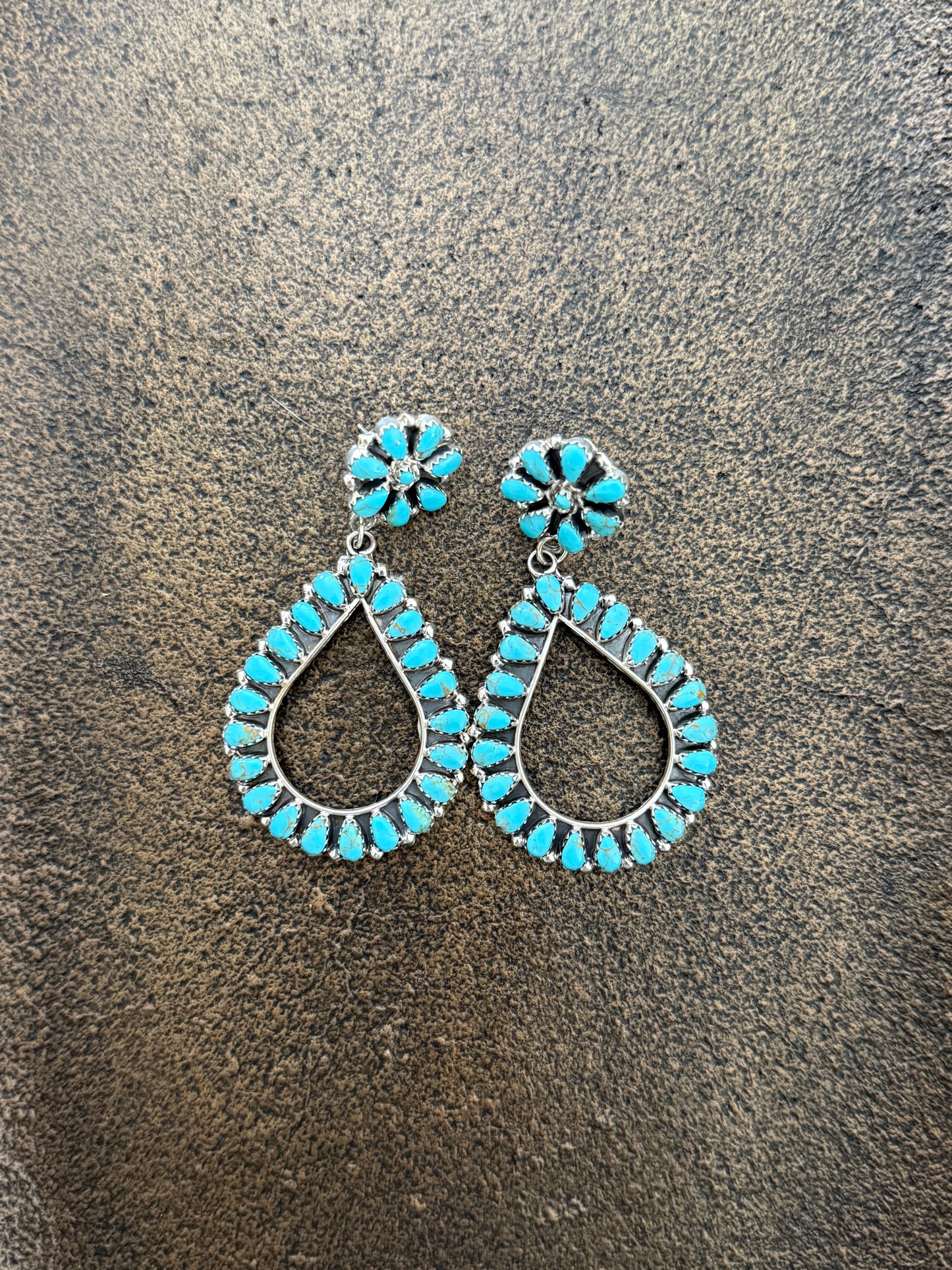 Turquoise Cluster Drop Earrings