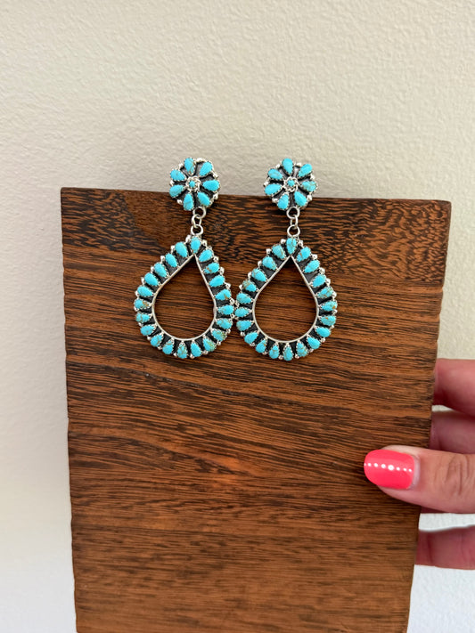 Turquoise Cluster Drop Earrings